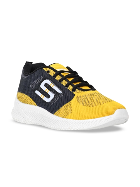 Columbus Men Yellow Mesh Running Shoes