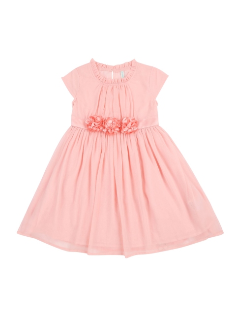 Pantaloons Junior Girls Pink Solid Fit and Flare Dress