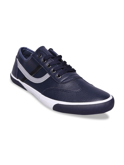Byford By Pantaloons Men Navy Blue Solid Leather Sneakers
