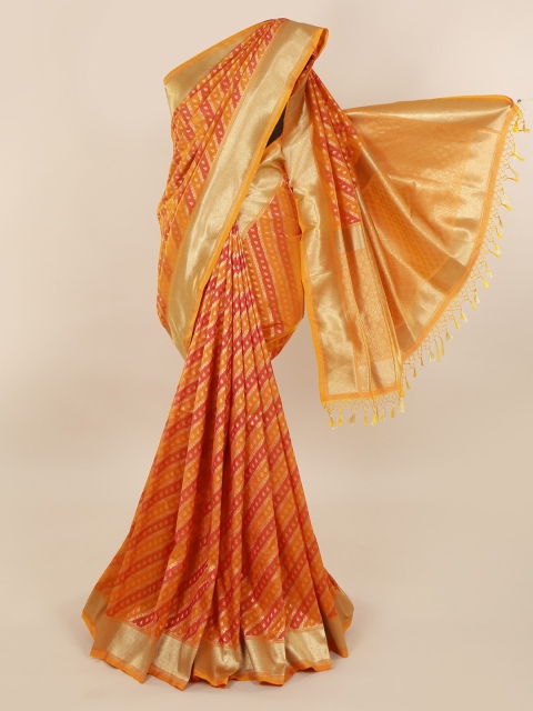 Pothys Orange Pure Silk Woven Design Banarasi Saree
