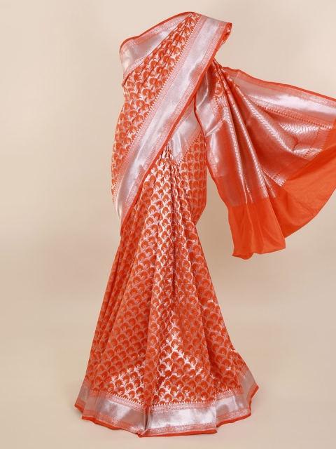 Pothys Orange Pure Silk Woven Design Banarasi Saree