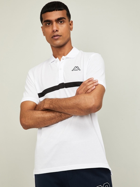 Kappa Men White Solid Polo Collar T-shirt