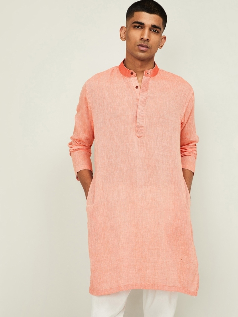 Melange by Lifestyle Men Orange Thread Work Kurta