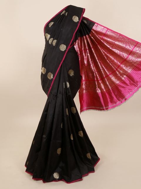 Pothys Black & Pink Pure Silk Woven Design Saree