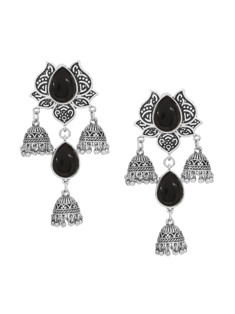 Mali Fionna Black Floral Jhumkas