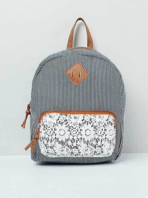 max Women Off-White & Black Striped Backpack