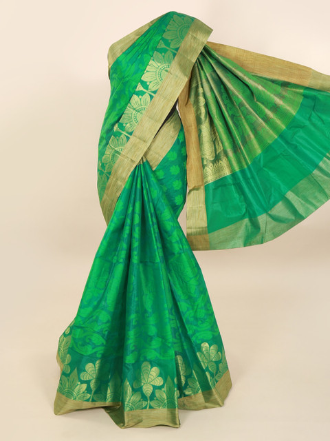 Pothys Green & Gold-Toned Pure Silk Woven Design Tussar Saree With Zari Border
Pothys Green & Gold-Toned Pure Silk Woven Design Tussar Saree With Zari Border