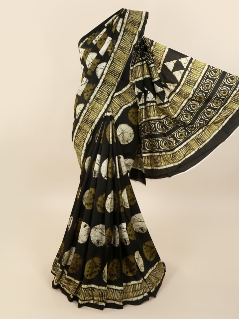 Pothys Green Pure Silk Printed Dabu Saree