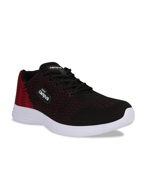Campus Men Black Mesh Running Shoes