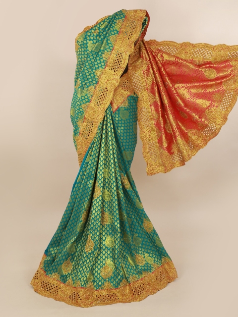 Pothys Green & Gold-Toned Pure Silk Woven Design Kanjeevaram Saree With Embellishment
Pothys Green & Gold-Toned Pure Silk Woven Design Kanjeevaram Saree With Embellishment