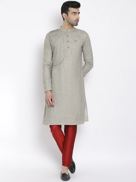 DEVOILER Men Grey Cotton Kurta