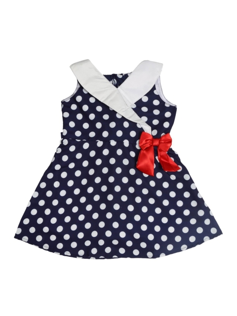 Doodle Girls Navy Blue Printed Fit and Flare Dress