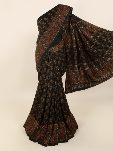 Pothys Green Pure Silk Printed Dabu Saree