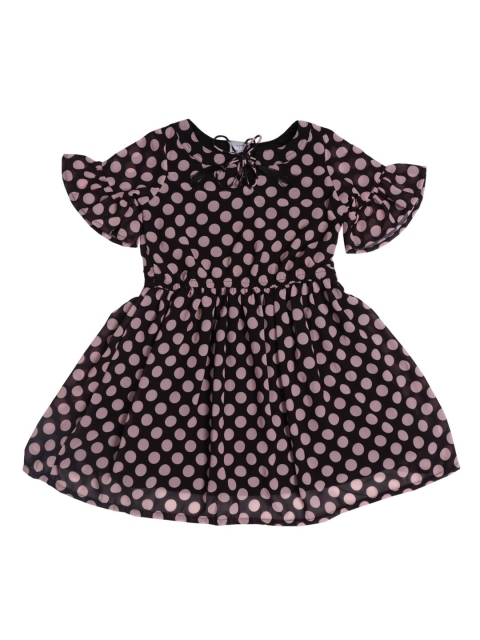 Doodle Girls Black Printed Fit and Flare Dress