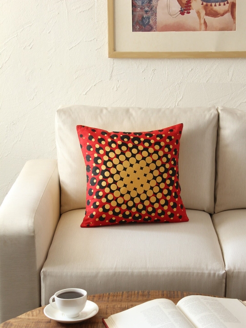 House This Red & Yellow Set of Single Geometric Square Cushion Covers