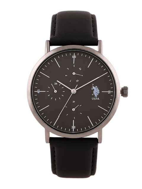 U.S. Polo Assn. Men Grey Leather Analogue Watch USWAT0012