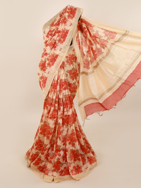 Pothys Red Printed Pure Silk Saree