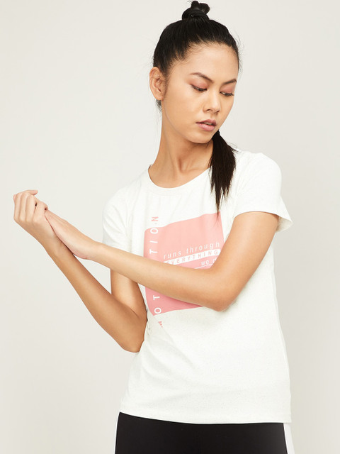 Kappa Women Off-White Printed Round Neck T-shirt 
Kappa Women Off-White Printed Round Neck T-shirt