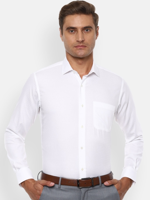 Van Heusen Men White Regular Fit Self Design Formal Shirt
