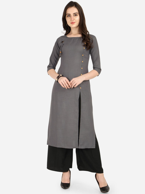 Silk Bazar Grey Solid Round Neck Kurta
Silk Bazar Grey Solid Round Neck Kurta