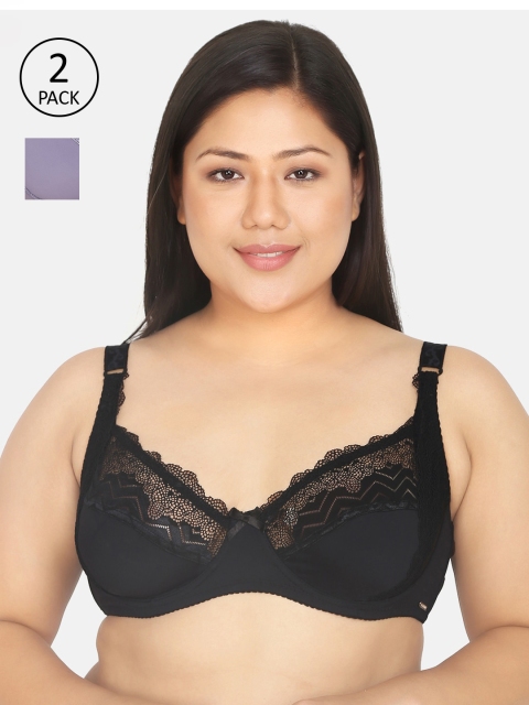 Curvy Love Black & Purple Pack of 2 Plus Size Lace Plunge Bra CL-17 BLACK PURPLE-C20
Curvy Love Black & Purple Pack of 2 Plus Size Lace Plunge Bra CL-17 BLACK PURPLE-C20