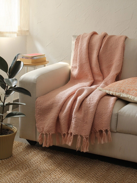 House This Pink Solid Sofa Throw