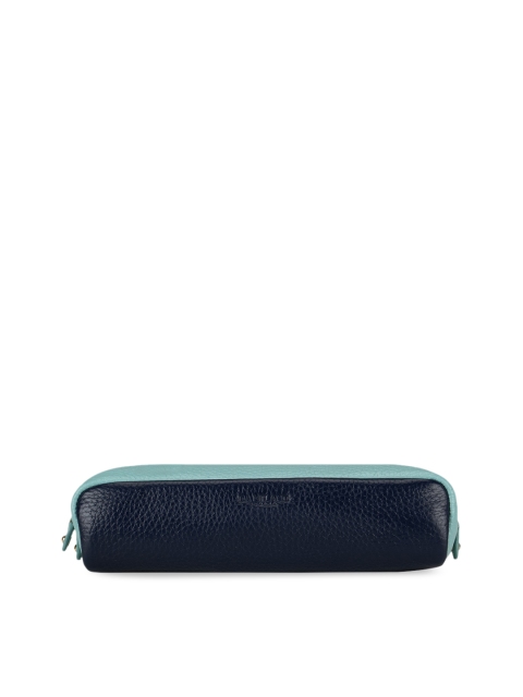 Da Milano Unisex Blue & Aqua Solid Leather Travel Pouch