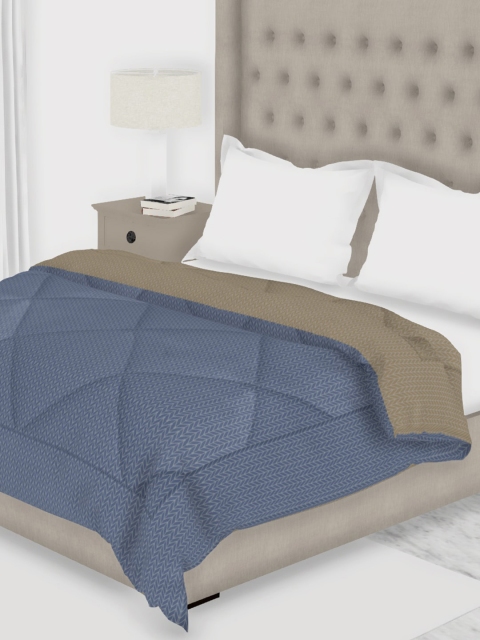 BIANCA Taupe & Blue Geometric AC Room 150 GSM Double Bed Comforter