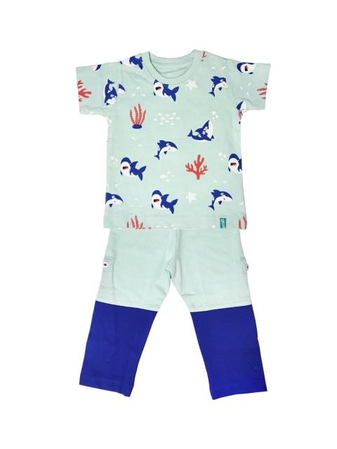 You Got Plan B Kids Blue Printed Night Suit