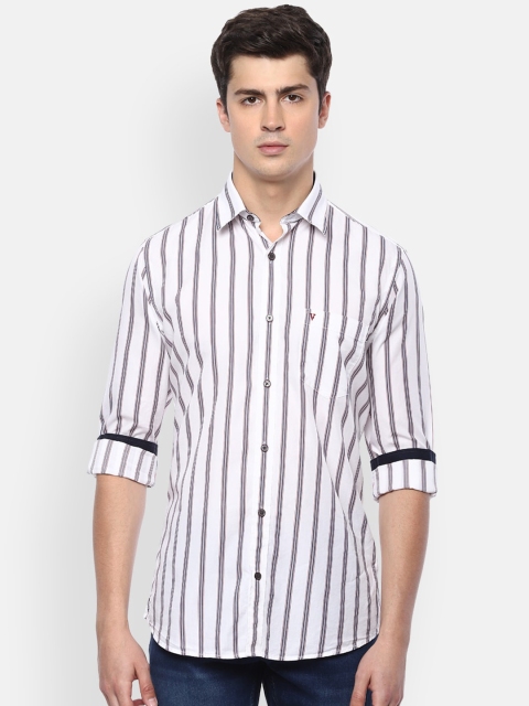 Van Heusen Sport Men White Slim Fit Striped Casual Shirt