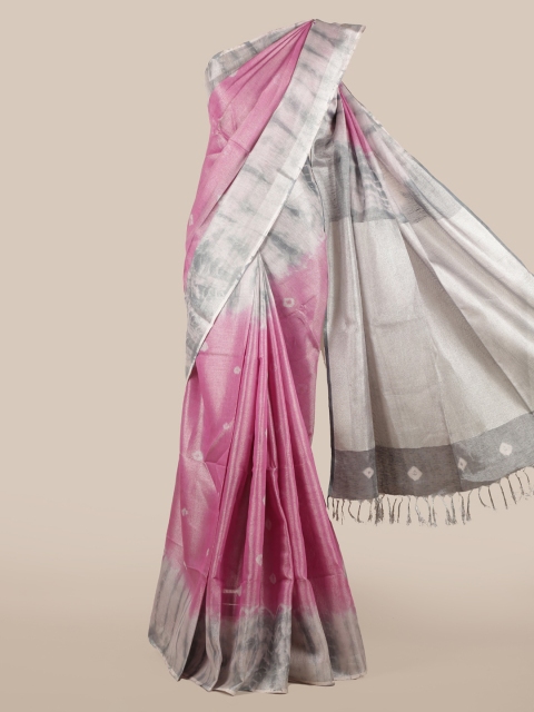 Pothys Lavender Dyed Linen Blend Saree