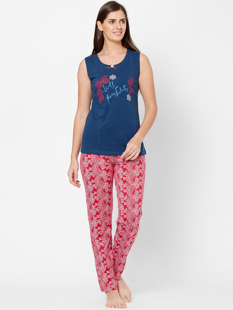 Juliet Women Blue & Red Printed Night Suit
Juliet Women Blue & Red Printed Night Suit