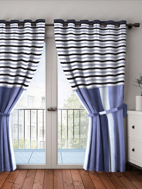 BIANCA Black & Blue Single Room Darkening Curtain