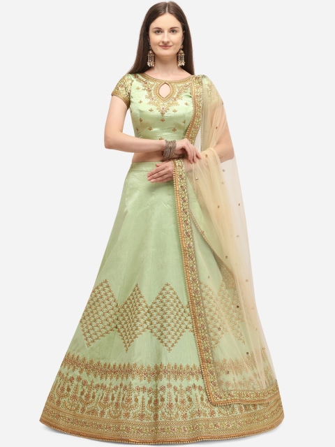 NAKKASHI Green & Gold-Toned Embroidered Semi-Stitched Lehenga & Unstitched Blouse with Dupatta
NAKKASHI Green & Gold-Toned Embroidered Semi-Stitched Lehenga & Unstitched Blouse with Dupatta