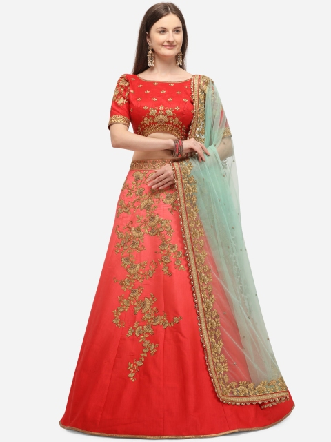 NAKKASHI Red & Sea Green Embroidered Semi-Stitched Lehenga & Unstitched Blouse with Dupatta
NAKKASHI Red & Sea Green Embroidered Semi-Stitched Lehenga & Unstitched Blouse with Dupatta