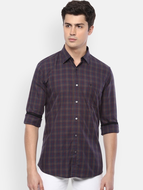 Van Heusen Sport Men Purple Slim Fit Checked Casual Shirt