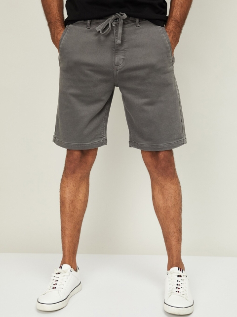 Forca Men Grey Solid Slim Fit Regular Shorts