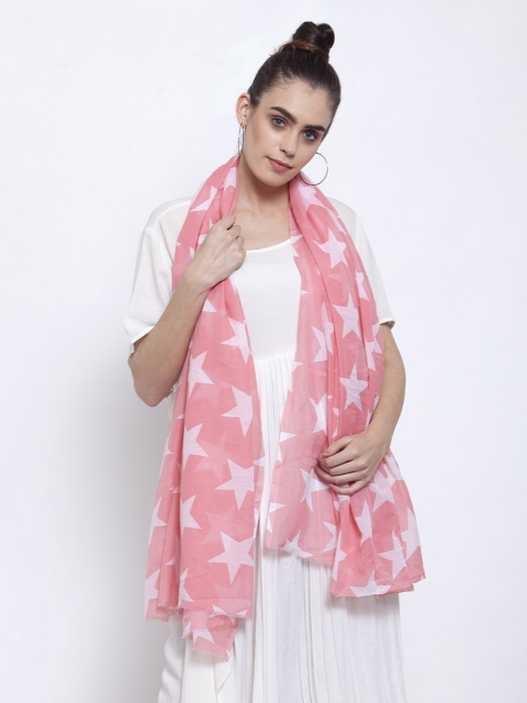 J Style Women Pink & White Printed Stole