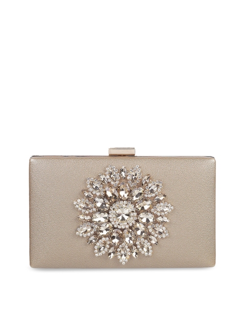 Mochi Gold-Toned & White Embellished Embellished Clutch