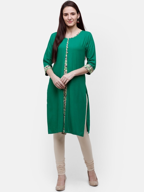 Rasada Green Solid A-Line Kurta