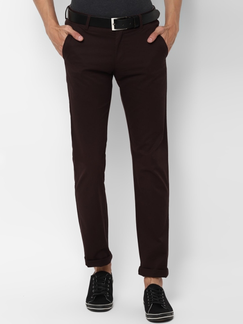 Allen Solly Men Brown Slim Fit Solid Regular Trousers