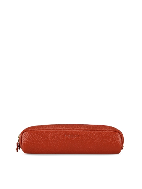 Da Milano Unisex Rust Red Solid Leather Travel Pouch