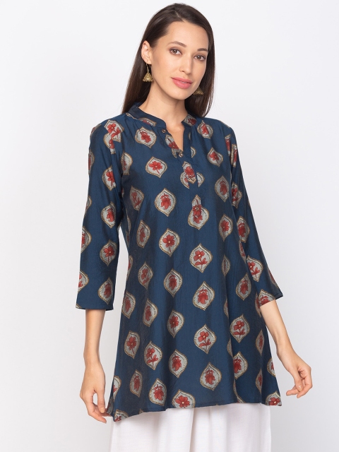 TANKHI Women Blue & Red Printed A-Line Kurti