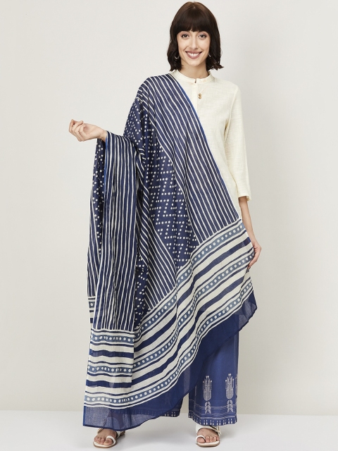 Melange by Lifestyle Blue & White Printed Dupatta