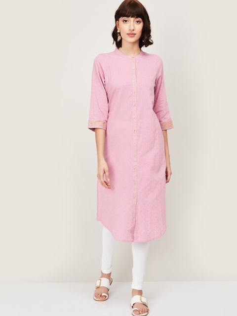 Melange by Lifestyle Women Pink Woven Design Kurta
