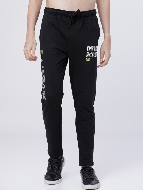 Ecko Unltd Men Black & White Solid Slim-Fit Track Pants