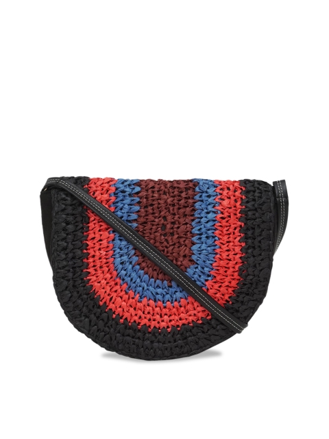 Diwaah Black & Pink Self Design Sling Bag