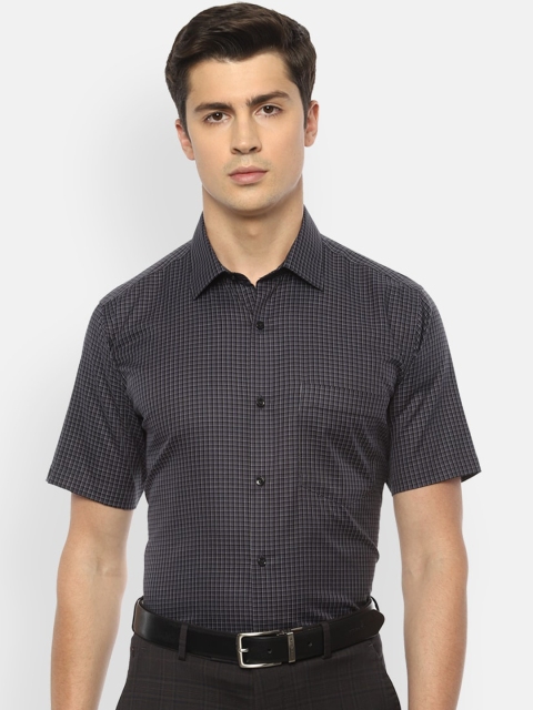 Van Heusen Men Grey Regular Fit Checked Casual Shirt