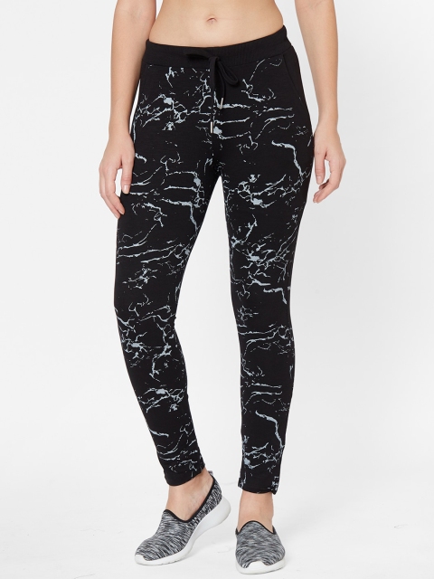 Juliet Women Black & White Printed Slim-Fit Track Pants