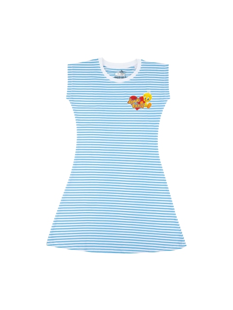 Looney Tunes Blue Striped A-Line Dress